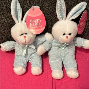 Blue and White Plush Bunny Toy Set